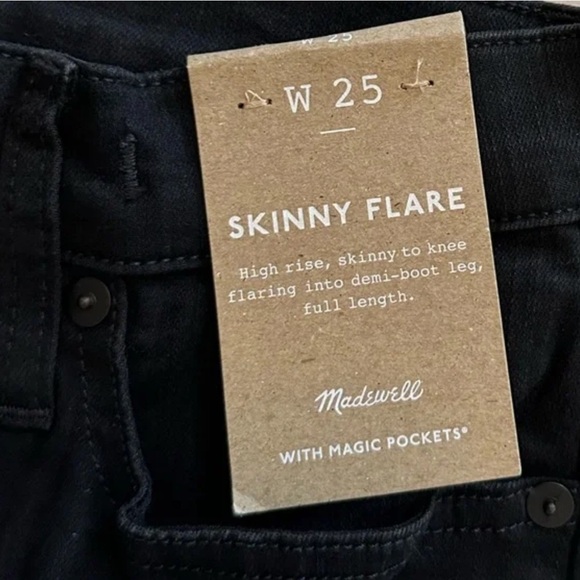 NWT Madewell Skinny Flare Jeans in Black Frost Size 25 - Picture 10 of 15